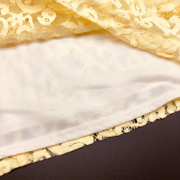 H&M Conscious Yellow Lace Tank Top M | Floral Sheer Overlay - Picture 9 of 11